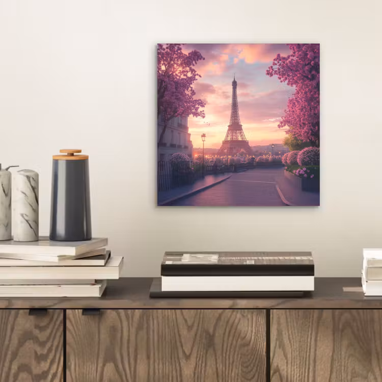 Eiffeltoren - Parijs - Roze aluminium wit klein -sfeer1