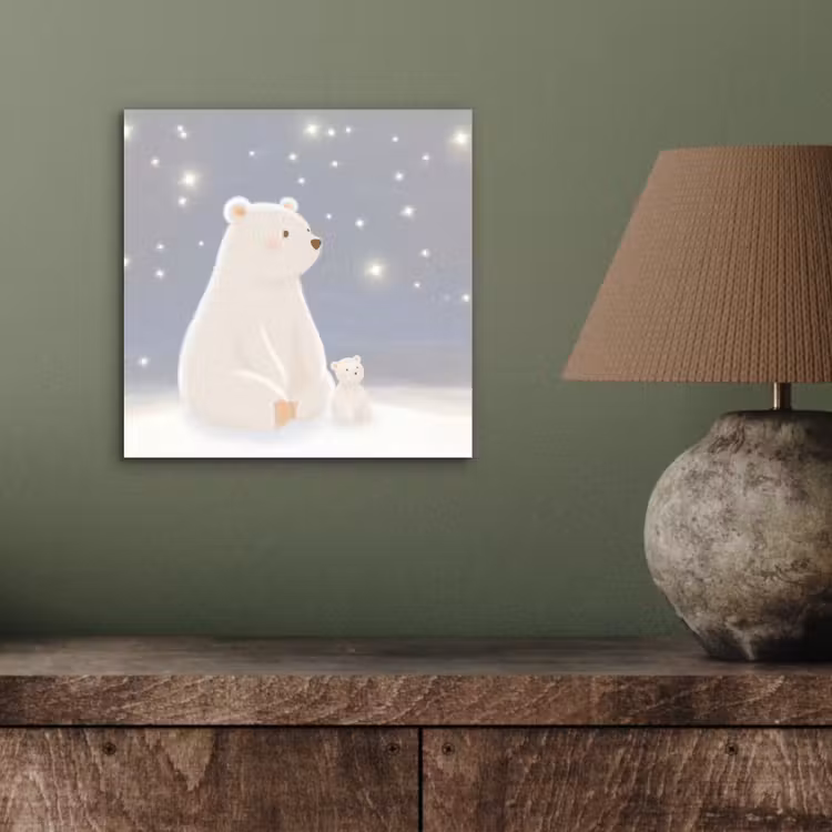 Ijsbeer - Sneeuw - Sterren - Blauw aluminium wit klein -sfeer2