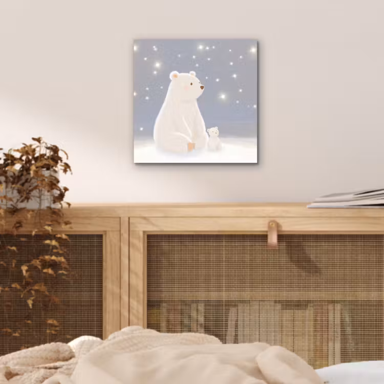 Ijsbeer - Sneeuw - Sterren - Blauw aluminium wit klein -sfeer3