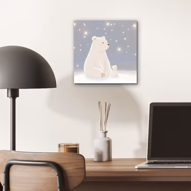 Ijsbeer - Sneeuw - Sterren - Blauw aluminium wit klein -sfeer5