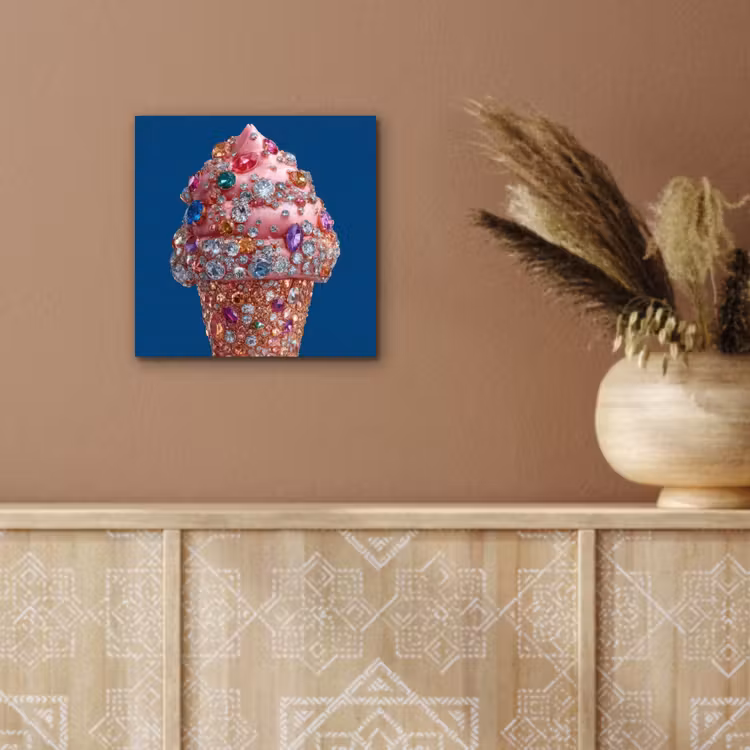 Ijsje - Hoorntje - Steentjes - Blauw aluminium wit klein -sfeer4