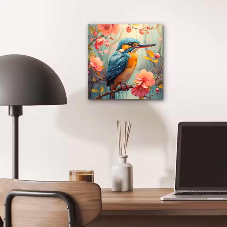 IJsvogel - Bloesem - Natuur - Vogels - Bloemen aluminium wit klein -sfeer5