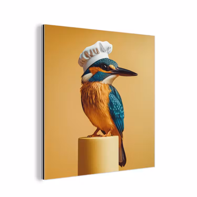 Ijsvogel - Pilaar - Koksmuts - Vogel aluminium wit klein -3d