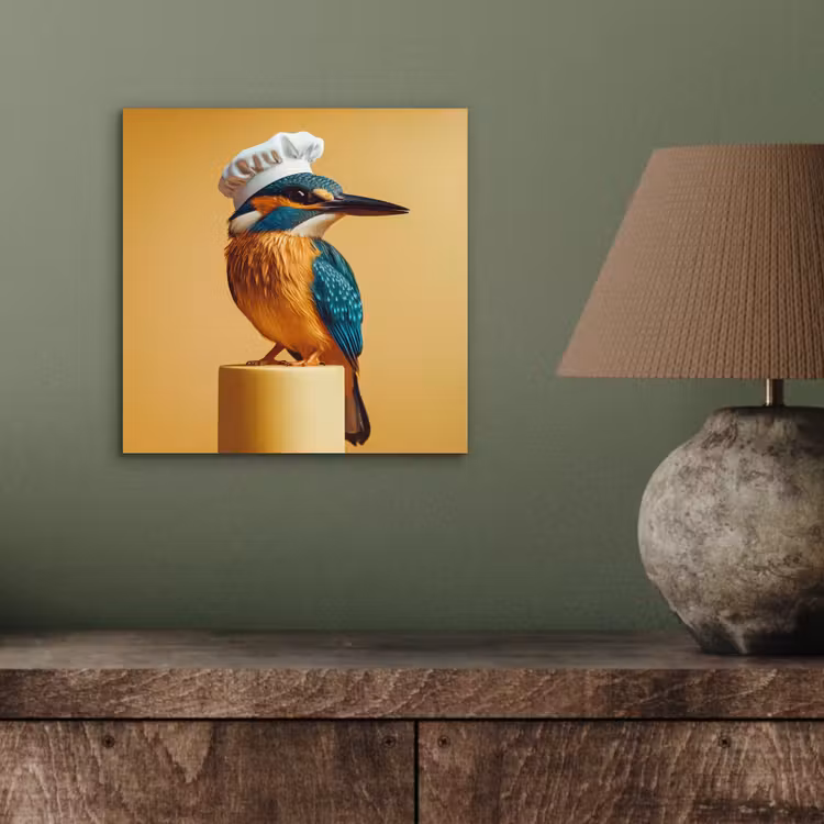 Ijsvogel - Pilaar - Koksmuts - Vogel aluminium wit klein -sfeer2