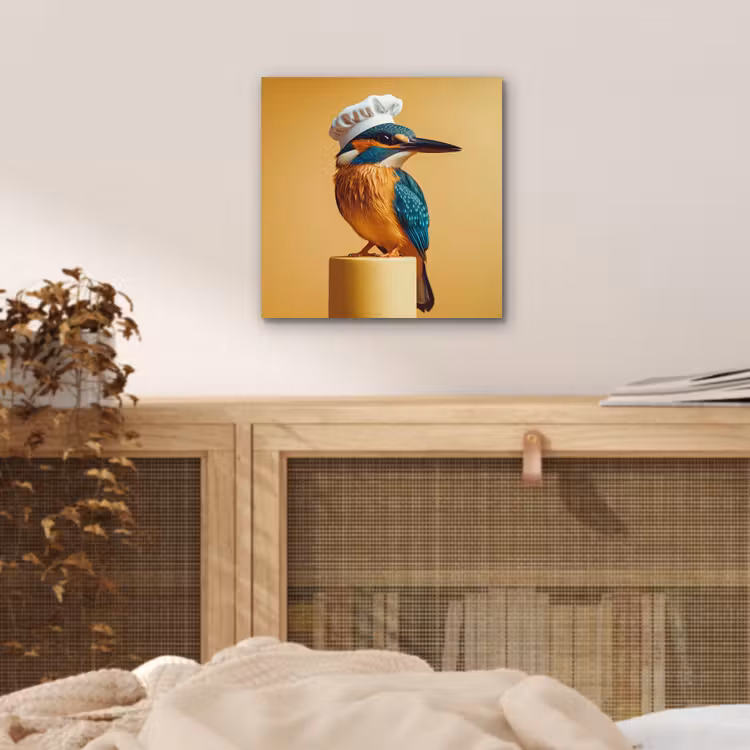 Ijsvogel - Pilaar - Koksmuts - Vogel aluminium wit klein -sfeer3