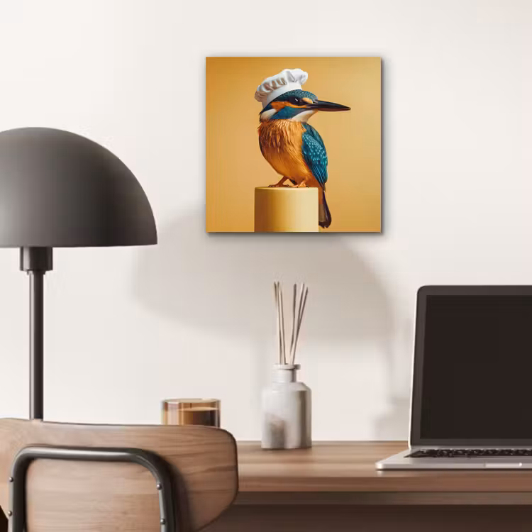 Ijsvogel - Pilaar - Koksmuts - Vogel aluminium wit klein -sfeer5