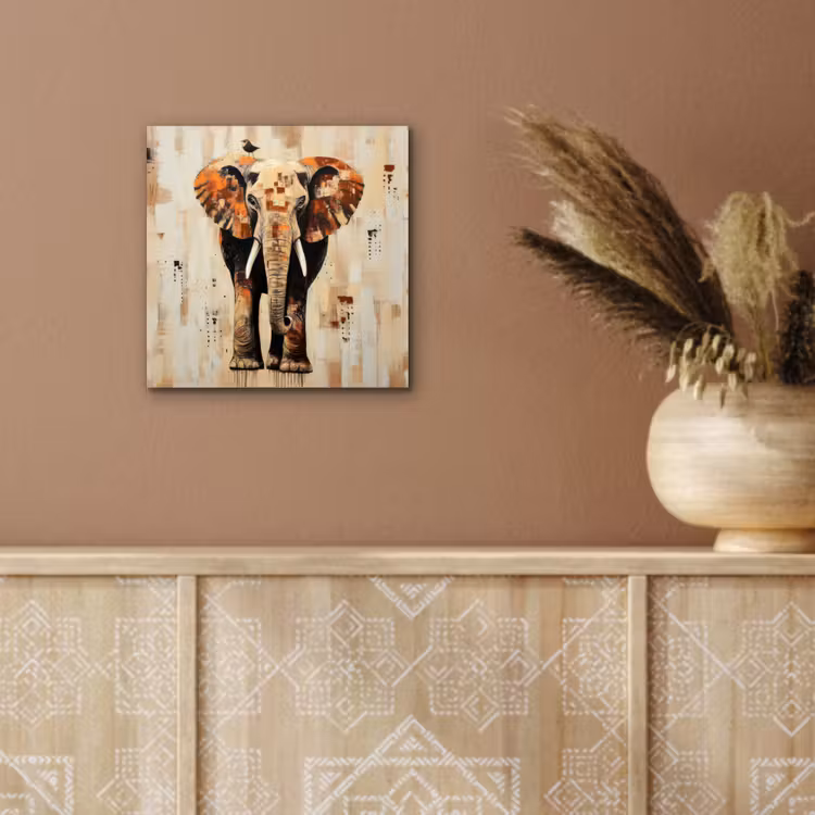 Olifant - Slurf - Mozaïek - Abstract aluminium wit klein -sfeer4