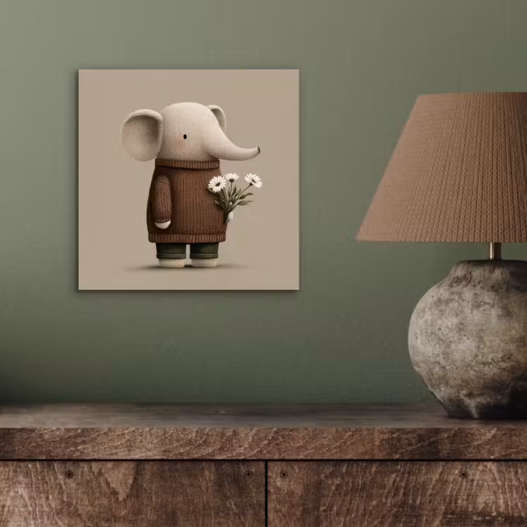 Olifant - Witte bloemen - Kindvriendelijk aluminium wit klein -sfeer2