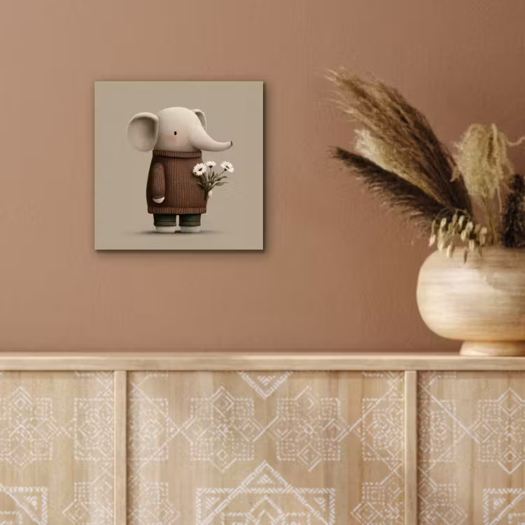Olifant - Witte bloemen - Kindvriendelijk aluminium wit klein -sfeer4