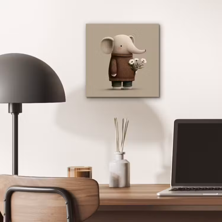 Olifant - Witte bloemen - Kindvriendelijk aluminium wit klein -sfeer5