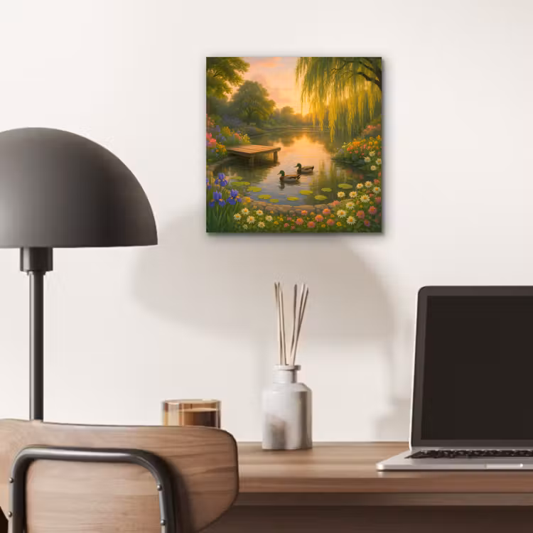 Eenden - Vijver - Bloemen aluminium wit klein -sfeer5