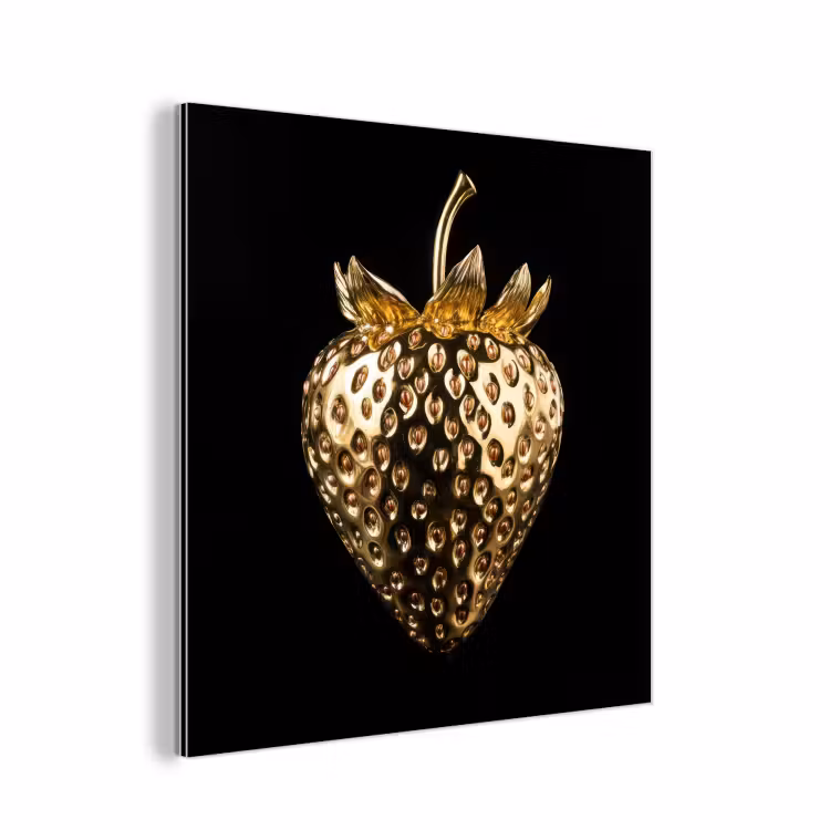 Aardbei - Goud - Zwart - Chrome aluminium wit klein -3d