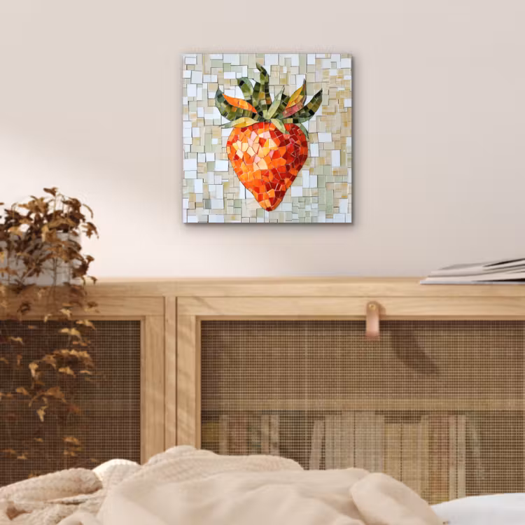 Aardbei - Rood - Mozaïek - Fruit aluminium wit klein -sfeer3
