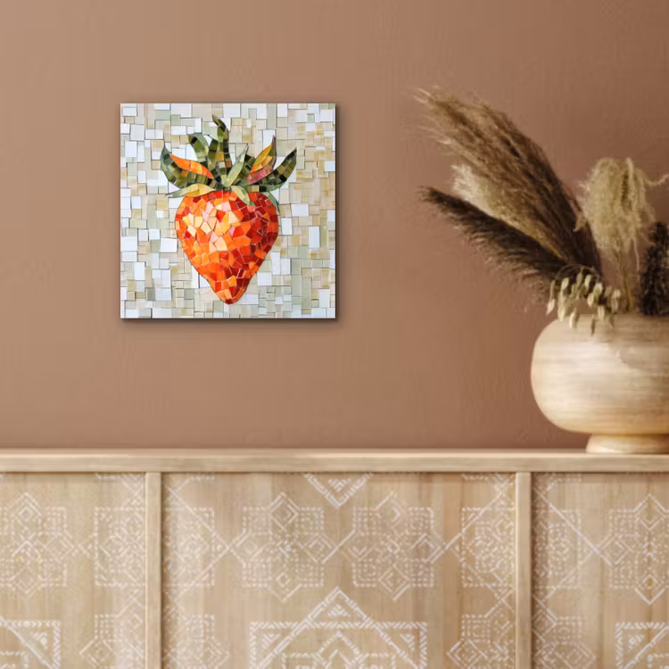 Aardbei - Rood - Mozaïek - Fruit aluminium wit klein -sfeer4
