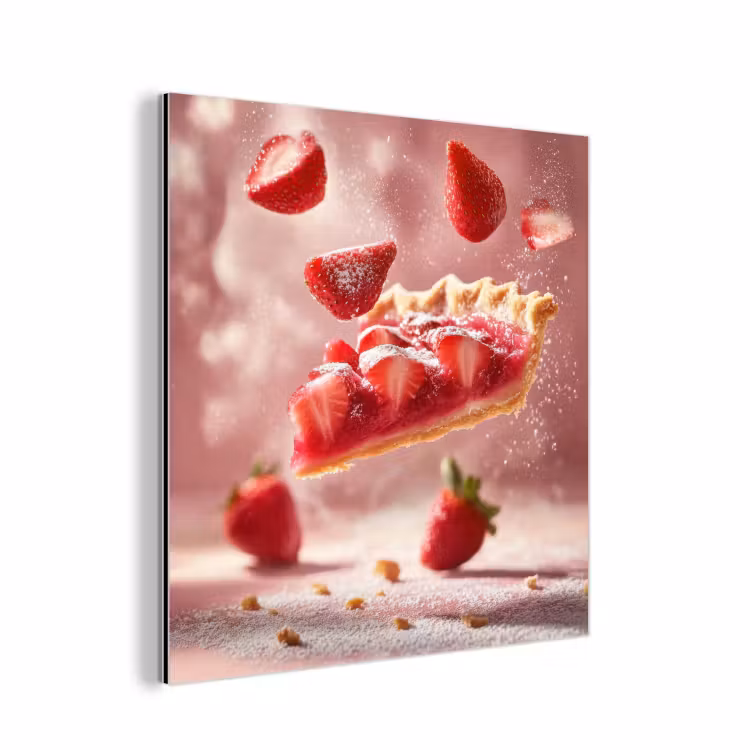 Aardbei - Taart- Eten - Roze aluminium wit klein -3d
