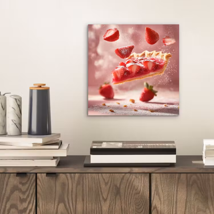 Aardbei - Taart- Eten - Roze aluminium wit klein -sfeer1
