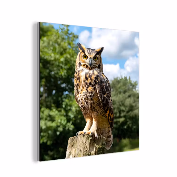 Uil - Boomstronk - Bos - Lucht aluminium wit klein -3d