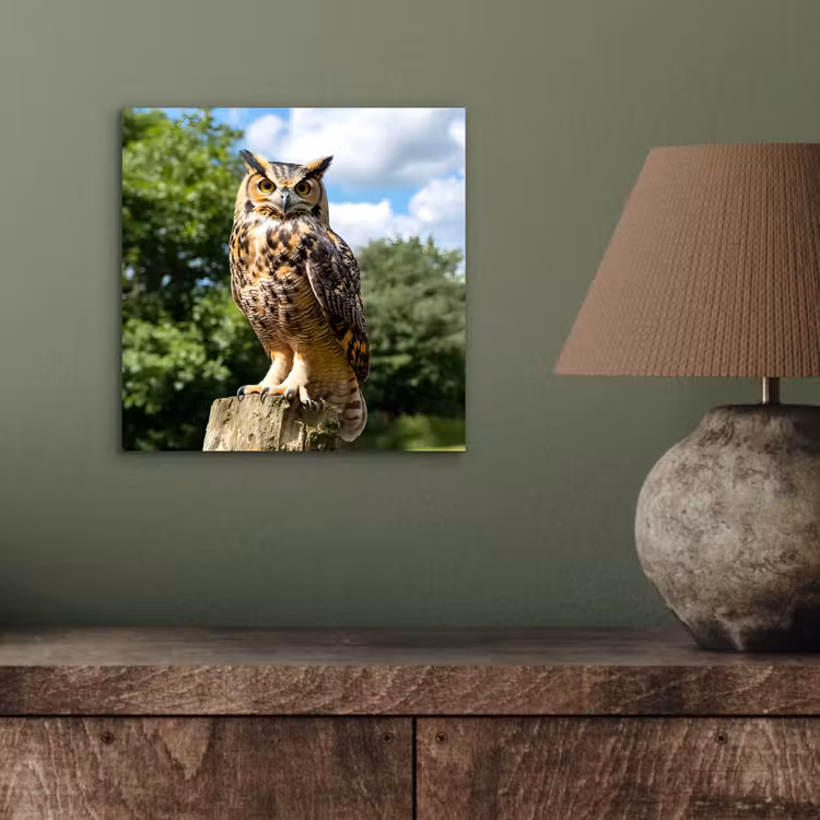 Uil - Boomstronk - Bos - Lucht aluminium wit klein -sfeer2