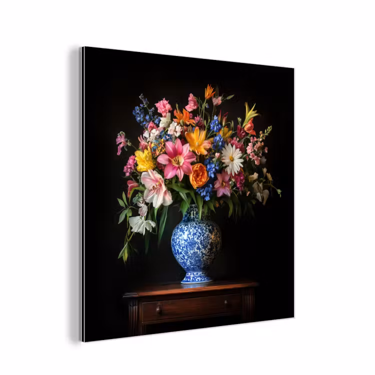 Kleur - Vaas - Bloemen - Boeket aluminium wit klein -3d