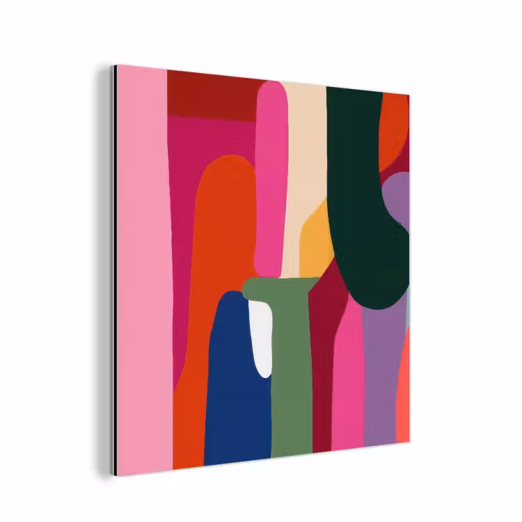Kleurvakken - Recht - Rond - Abstract aluminium wit klein -3d