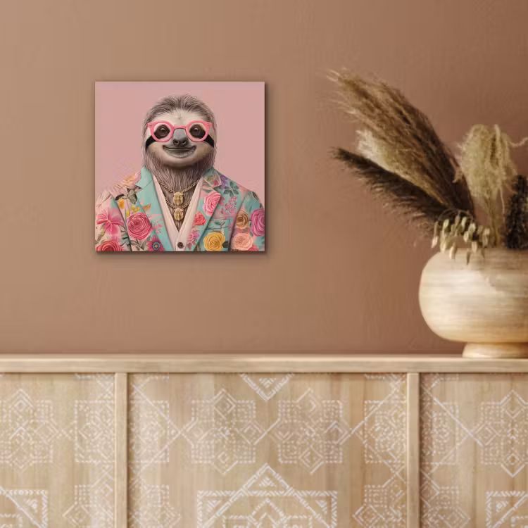 Luiaard - Bloemenprint - Bril - Roze aluminium wit klein -sfeer4