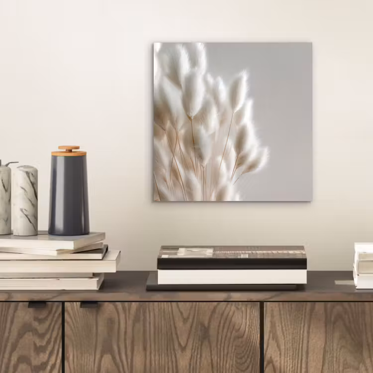 Pluimen - Beige - Minimalistisch aluminium wit klein -sfeer1