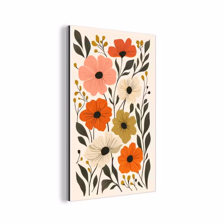 Veldbloemen - Stengels - Blaadjes - Groen aluminium wit klein -3d