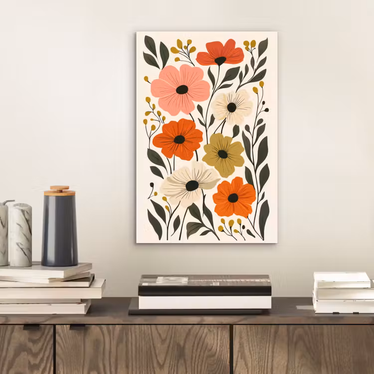 Veldbloemen - Stengels - Blaadjes - Groen aluminium wit klein -sfeer1