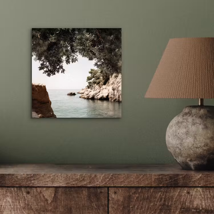 Rotsen - Zee - Boom - Groen aluminium wit klein -sfeer2