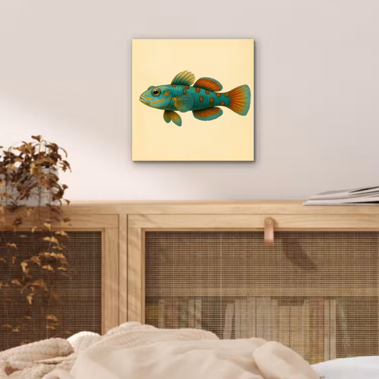 Vis - Blauw - Stippen - Schubben aluminium wit klein -sfeer3