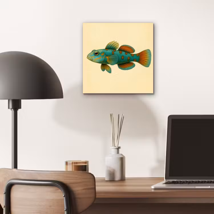 Vis - Blauw - Stippen - Schubben aluminium wit klein -sfeer5