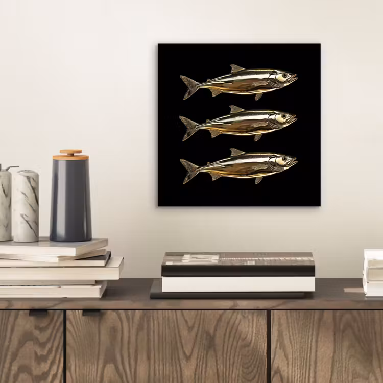 Vissen - Goud - Zwart aluminium wit klein -sfeer1