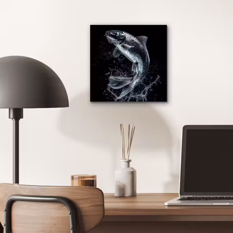 Vis - Koi - Zwart - Water aluminium wit klein -sfeer5