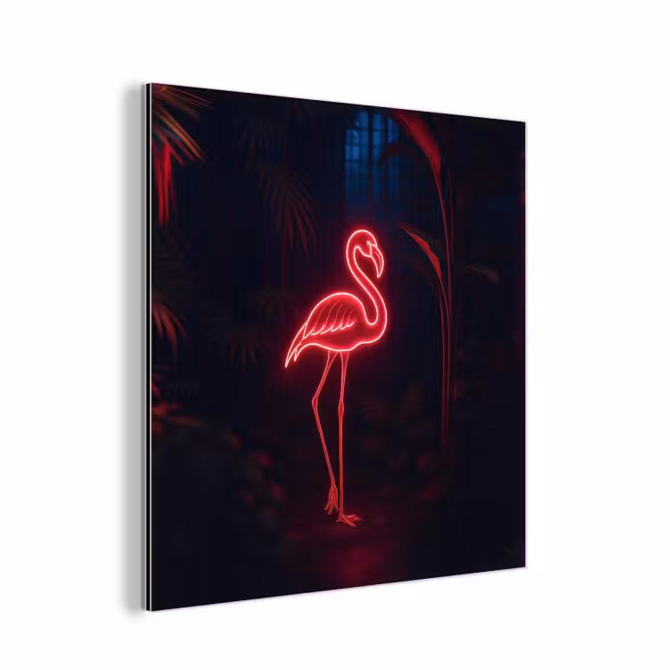 Flamingo - Roze - Neon - Licht aluminium wit klein -3d