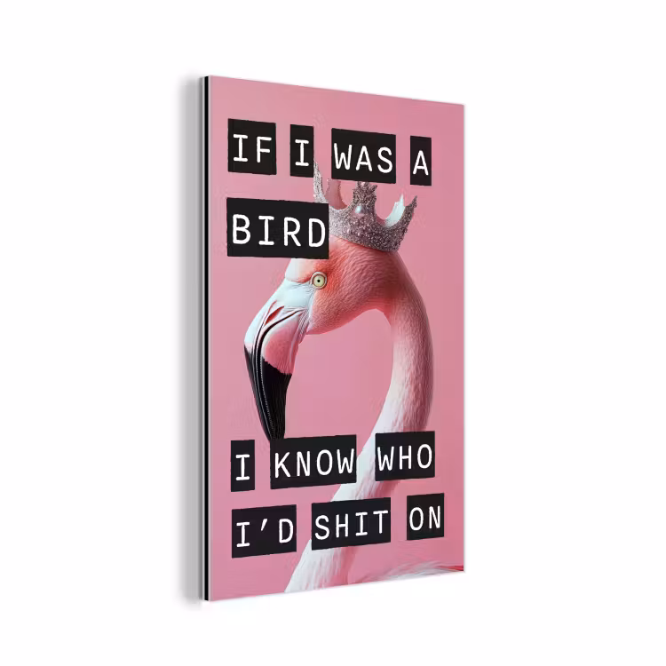 Flamingo - Roze - Vogel - Decoratie aluminium wit klein -3d