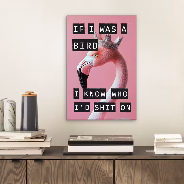 Flamingo - Roze - Vogel - Decoratie aluminium wit klein -sfeer1
