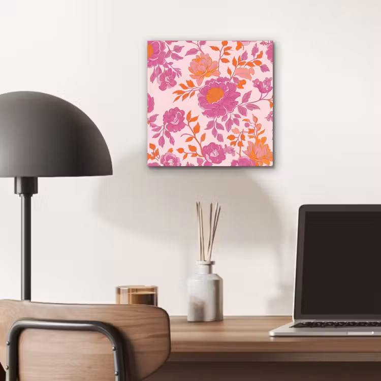 Bloemenpatroon - Roze - Oranje - Bloemen aluminium wit klein -sfeer5