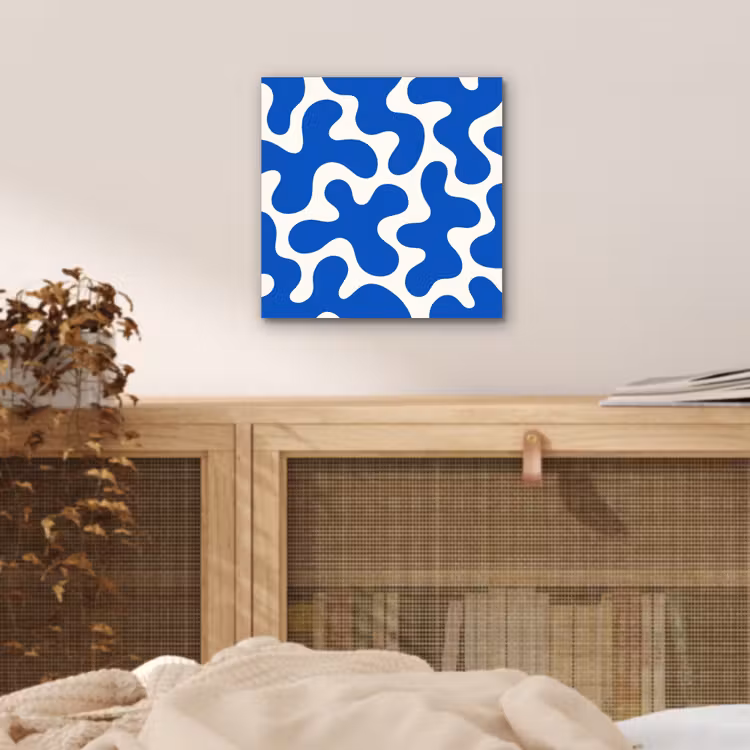 Vormen - Abstract - Blauw - Golven aluminium wit klein -sfeer3
