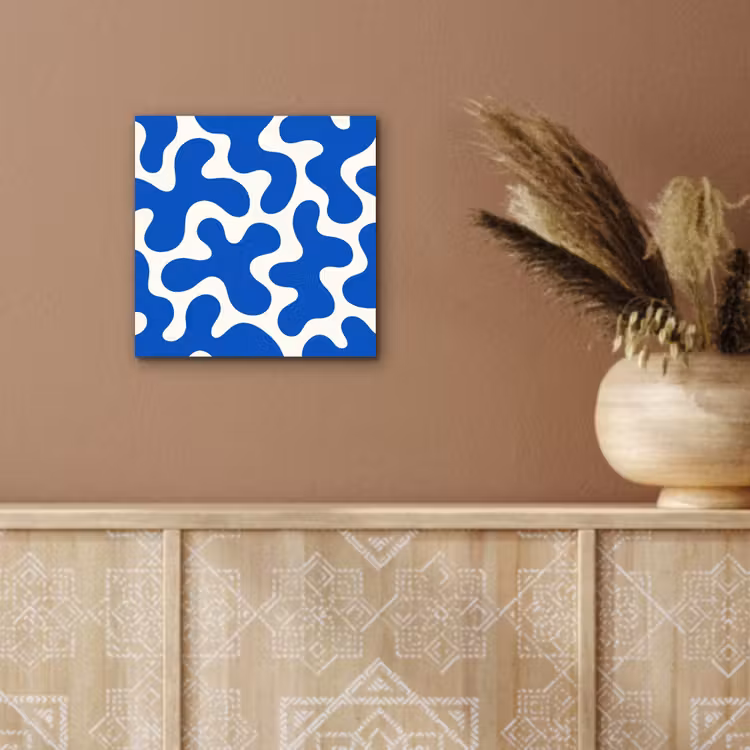 Vormen - Abstract - Blauw - Golven aluminium wit klein -sfeer4