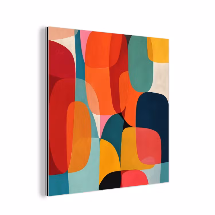Vormen - Kleurrijk - Abstract - Vlakken aluminium wit klein -3d