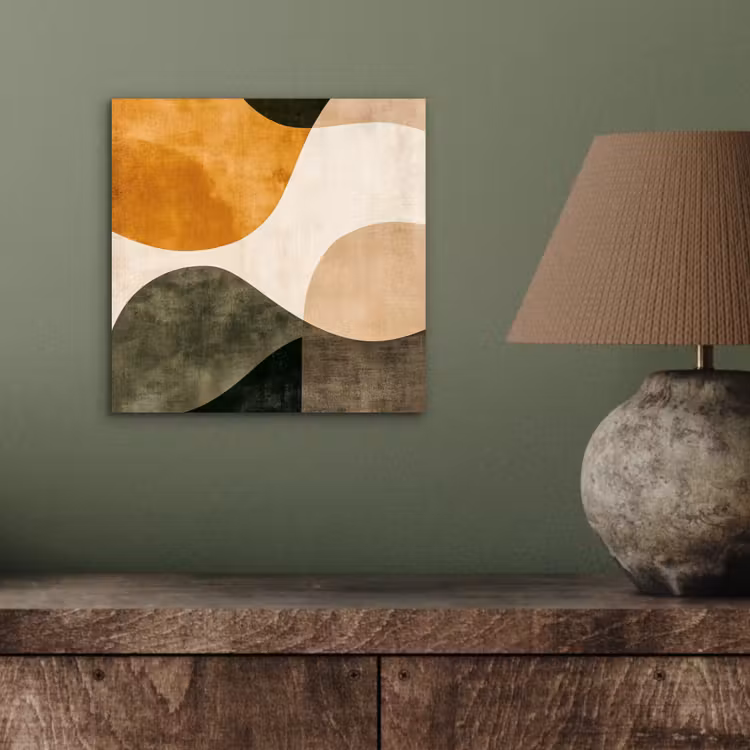 Vormen - Okergeel - Abstract aluminium wit klein -sfeer2