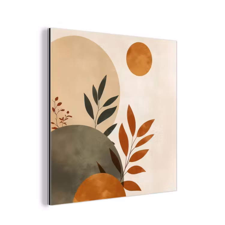Vormen - Rond - Bladeren - Beige aluminium wit klein -3d