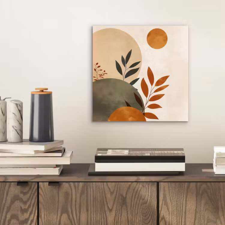 Vormen - Rond - Bladeren - Beige aluminium wit klein -sfeer1