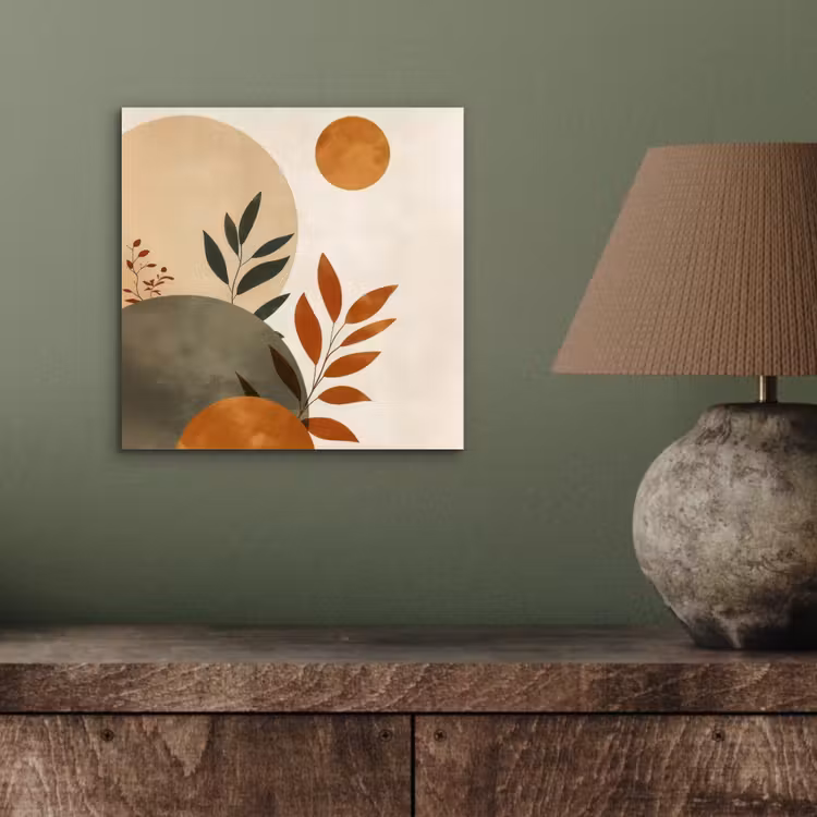 Vormen - Rond - Bladeren - Beige aluminium wit klein -sfeer2