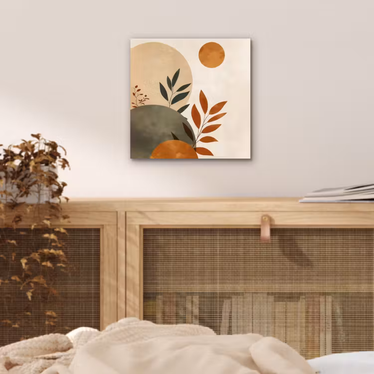 Vormen - Rond - Bladeren - Beige aluminium wit klein -sfeer3