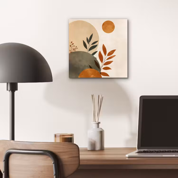 Vormen - Rond - Bladeren - Beige aluminium wit klein -sfeer5
