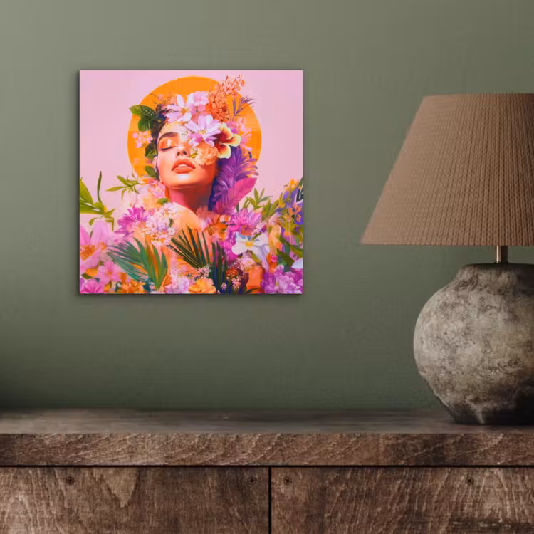 Vrouw - Abstract - Cirkel - Bloemen aluminium wit klein -sfeer2