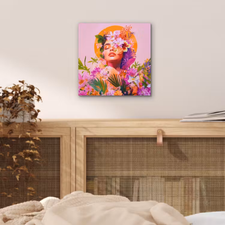 Vrouw - Abstract - Cirkel - Bloemen aluminium wit klein -sfeer3