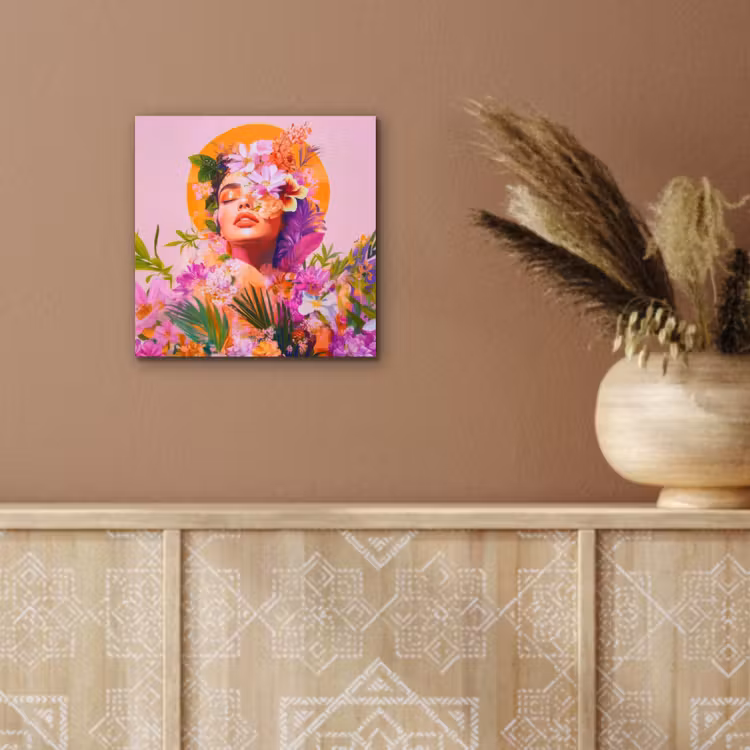 Vrouw - Abstract - Cirkel - Bloemen aluminium wit klein -sfeer4