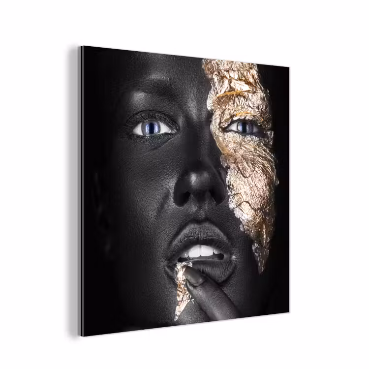 Vrouw - Bladgoud - Zwart - Huid - Luxe aluminium wit klein -3d